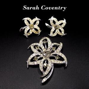 Vintage Sarah Coventry Evening Star Brooch Earrings Set 1960s